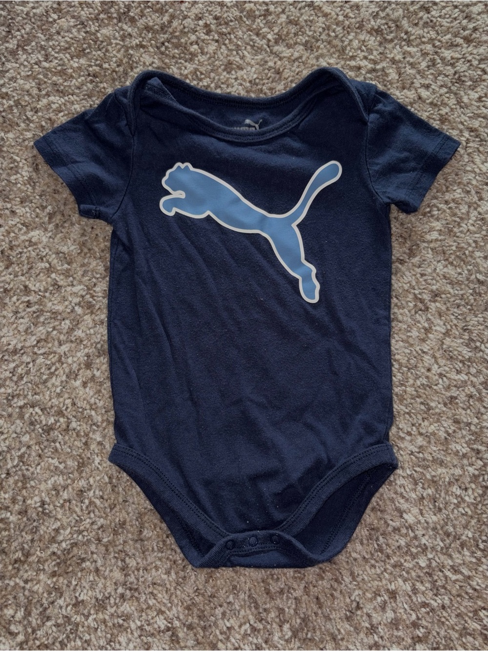 Puma Navy Blue Baby Bodysuit with Light Blue Puma Logo